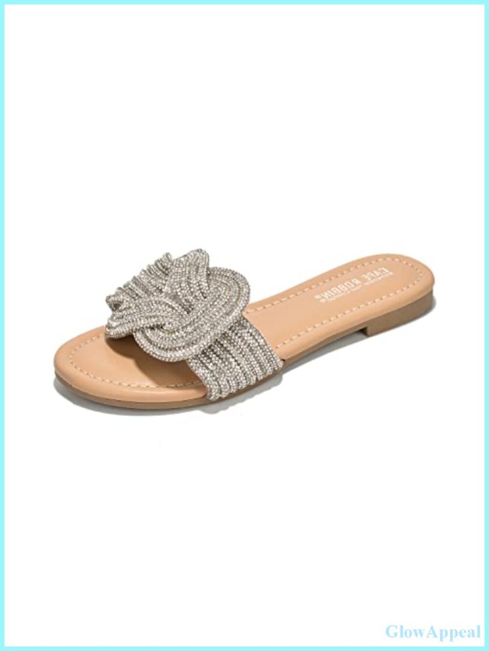 Glitter Rhinestone Knot Slide Sandals Canvas Open-Toe Summer Flats